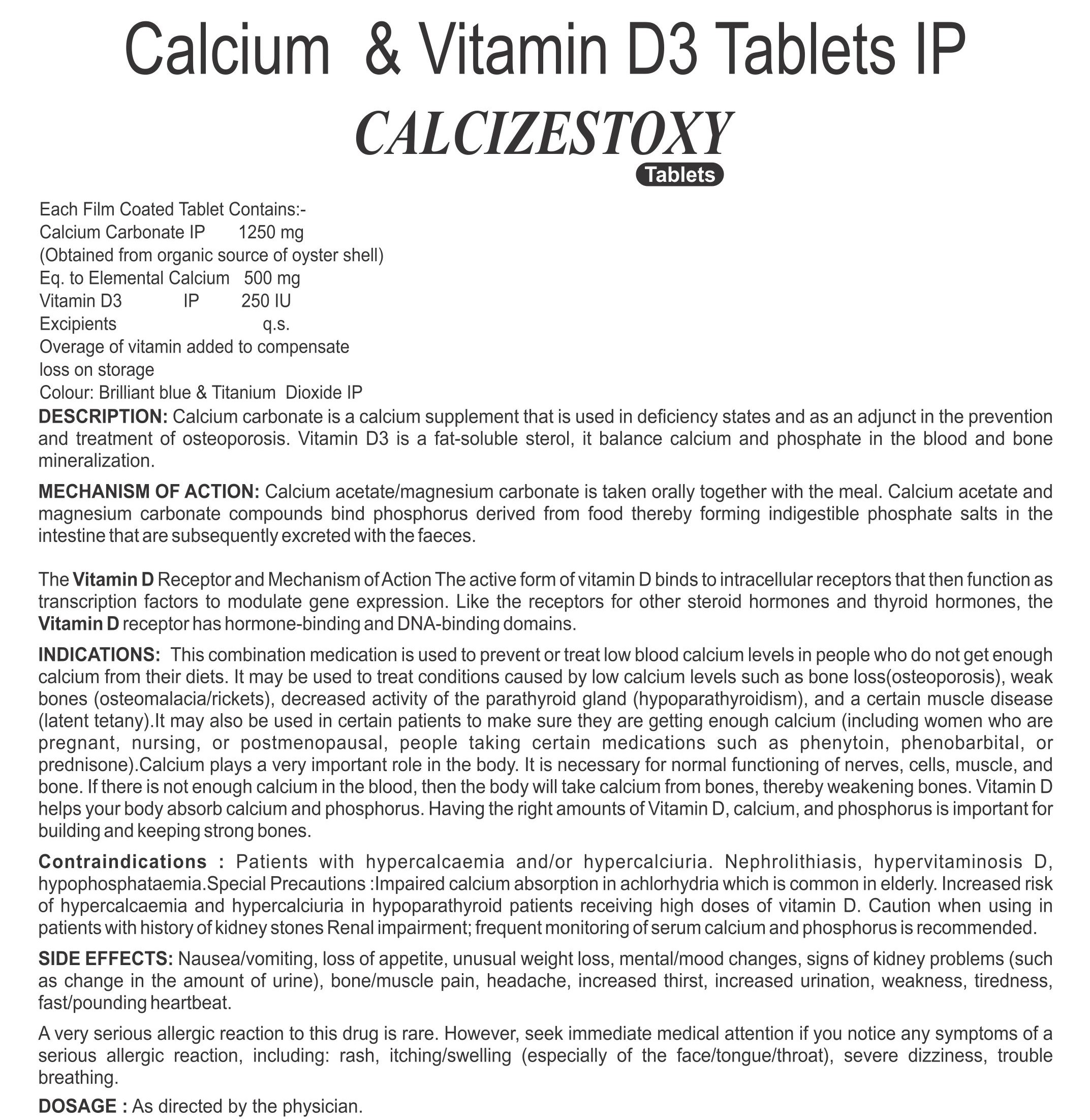 CALCIZESTOXY TABLETS
